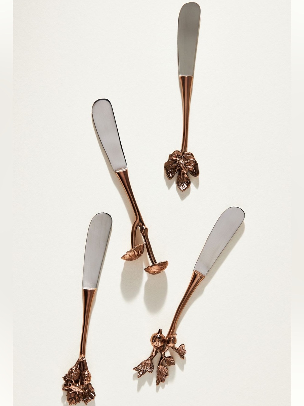Foliage Bronze Stainless Steel Brass, Set of 4, Spreader Knives